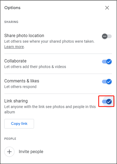 stop sharing a Google Photos album