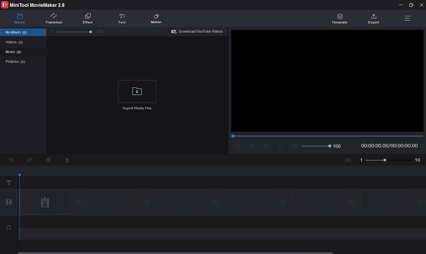 the interface of MiniTool MovieMaker