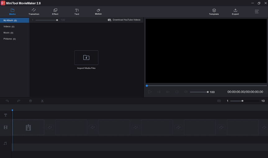 the official interface of MiniTool MovieMaker