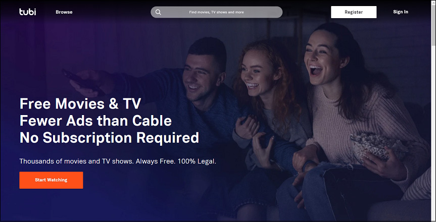 Tubi TV’s official interface