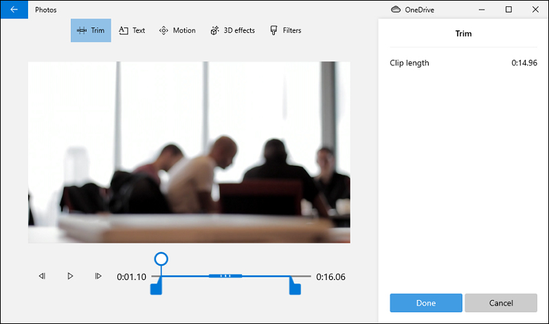trim video in Microsoft Photos