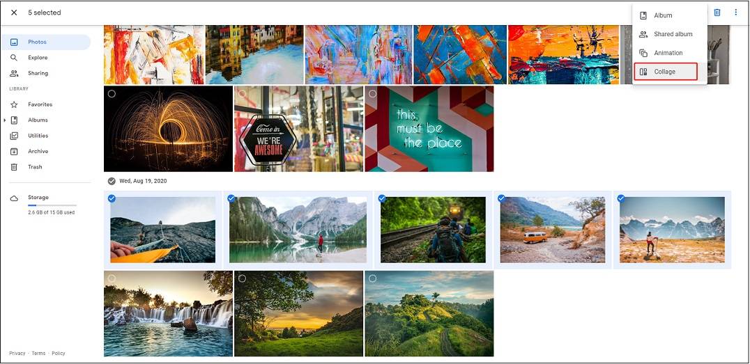 create Google Photos collage