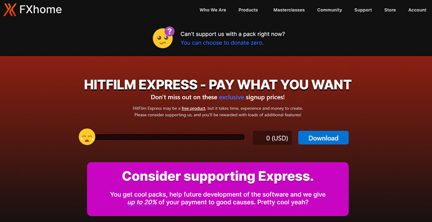 HitFilm Express: pay as you want.
