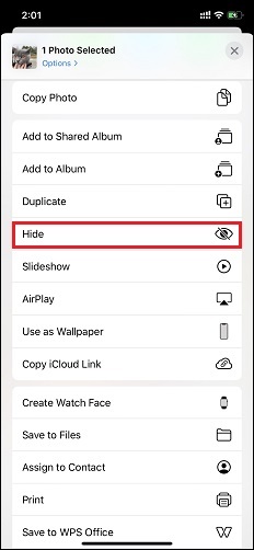 hide option