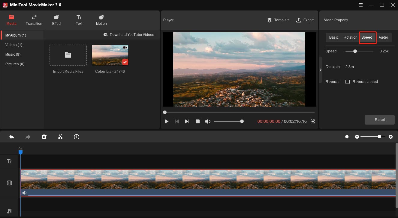 slow down a video in MiniTool MovieMaker