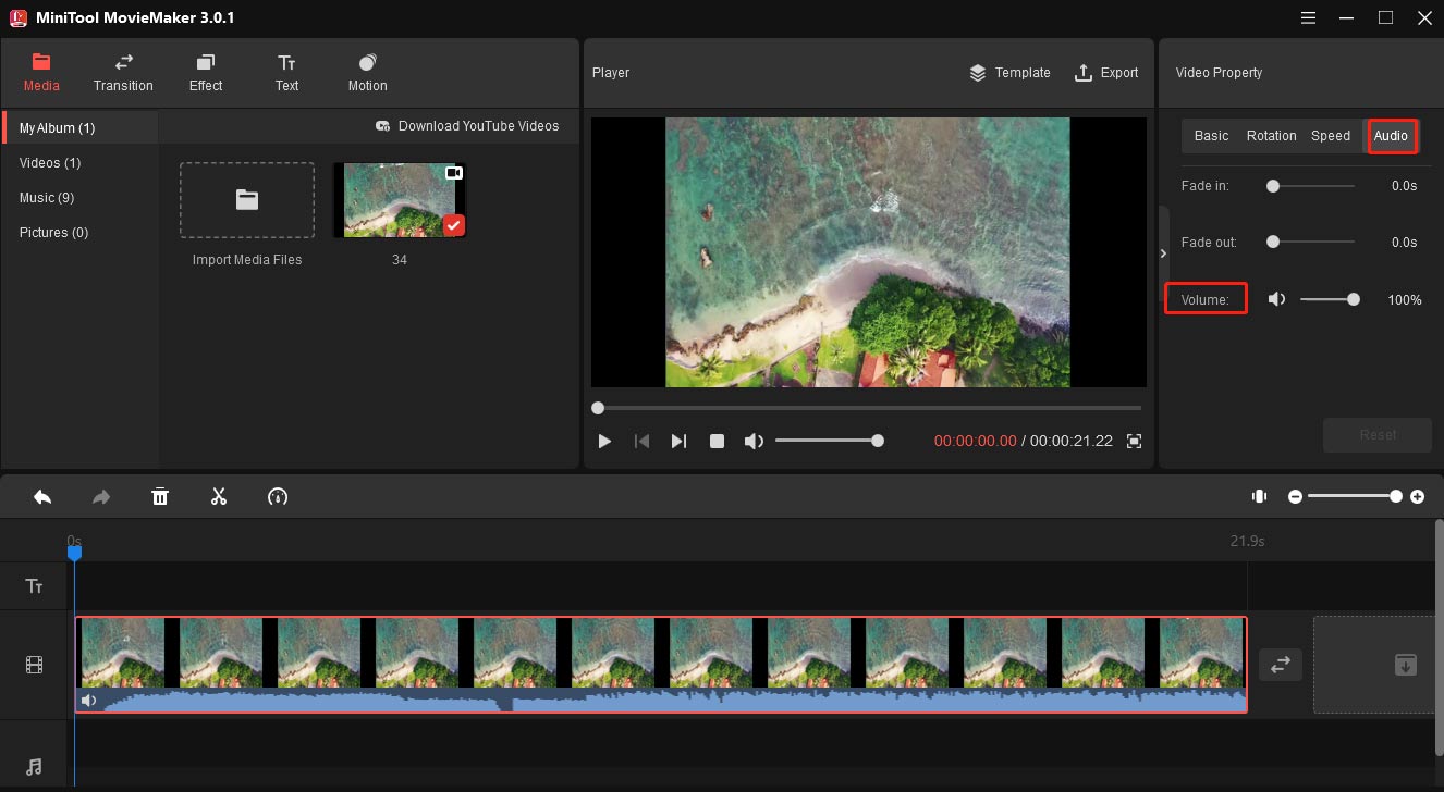 remove audio from video using MiniTool MovieMaker