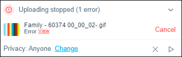 uploading stopped error