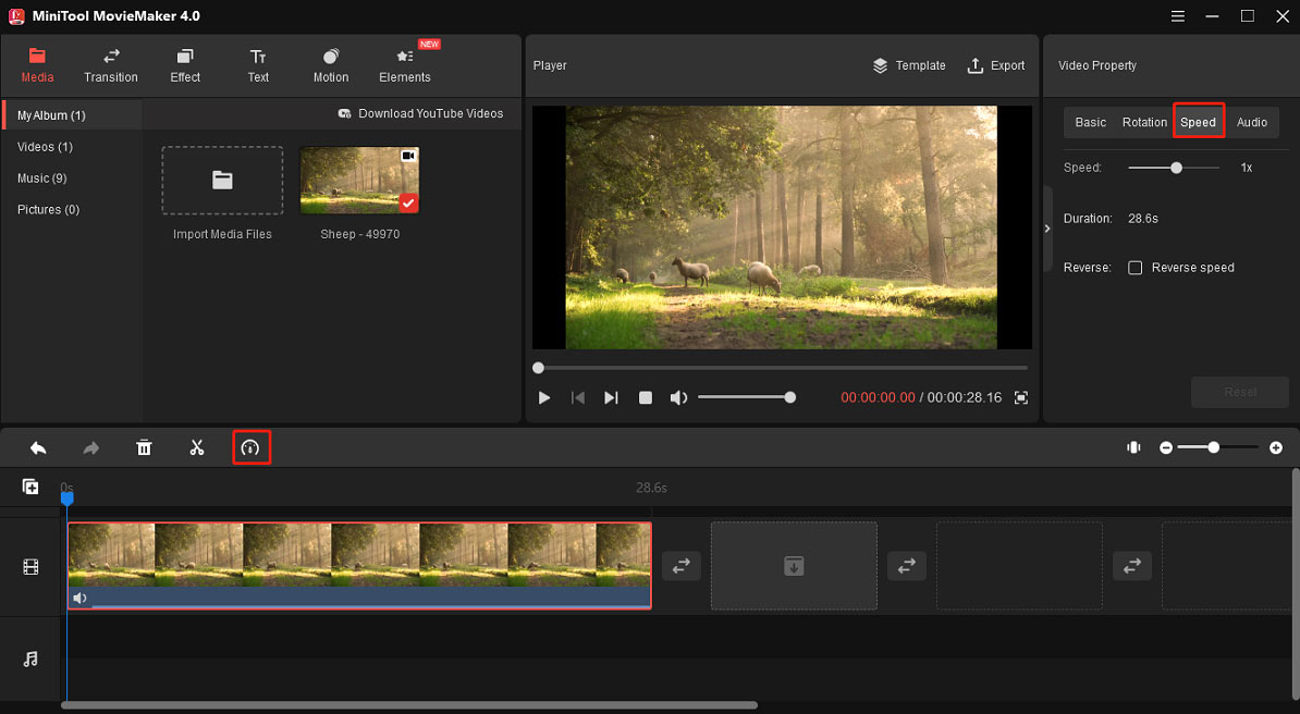 edit video speed in MiniTool MovieMaker
