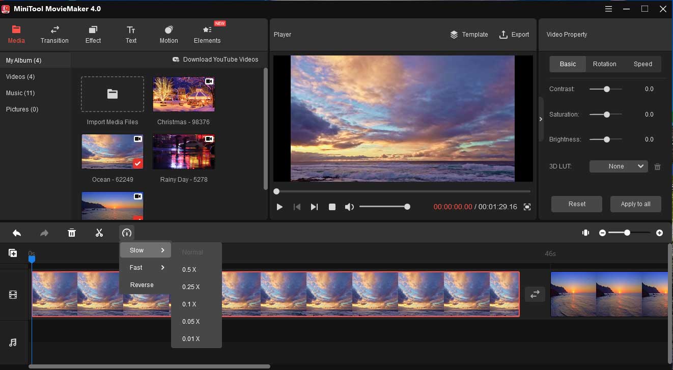 slow down a video with MiniTool MovieMaker