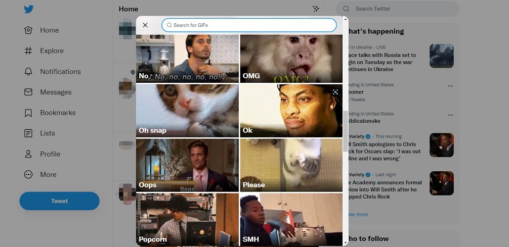 choose the desired GIF on Twitter