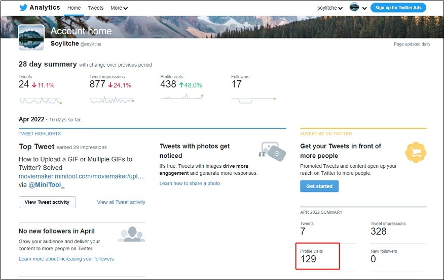 check Twitter profile visits