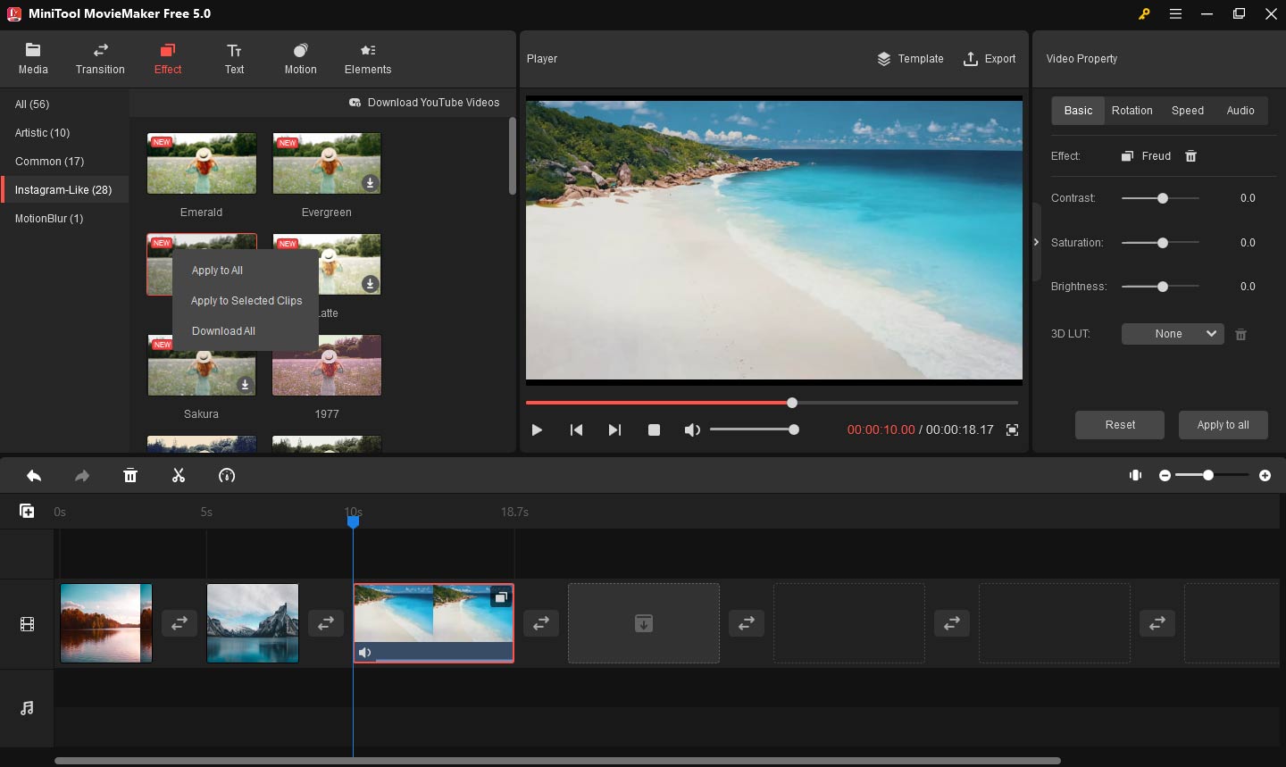 add Instagram-like filter to video with MiniTool MovieMaker