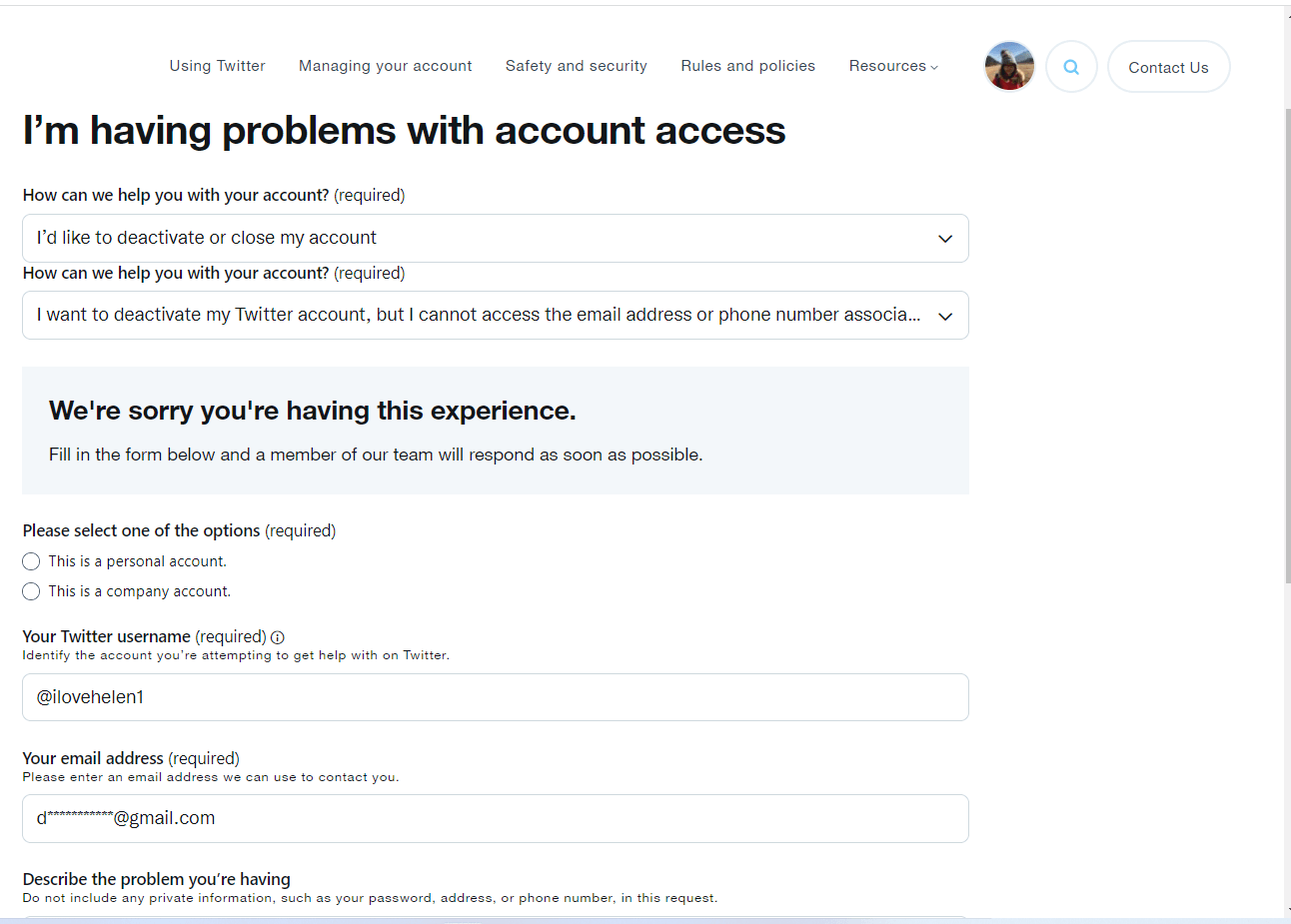 Regain access to your Twitter account 