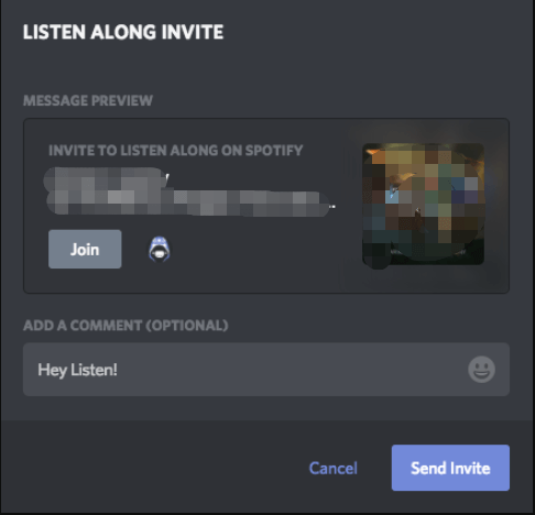 Discord listens along invite page