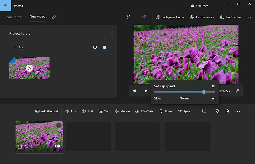 fast motion video editor in Microsoft Photos