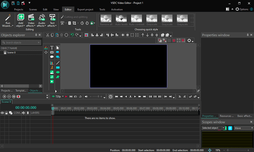 interface of VSDC Video Editor