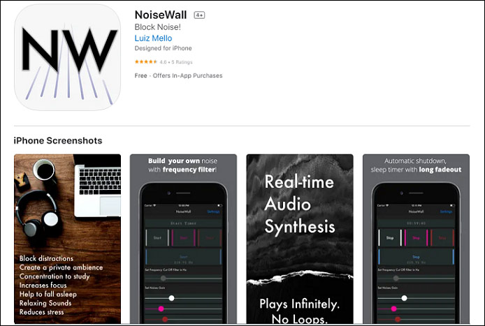 NoiseWall noise cancelling app
