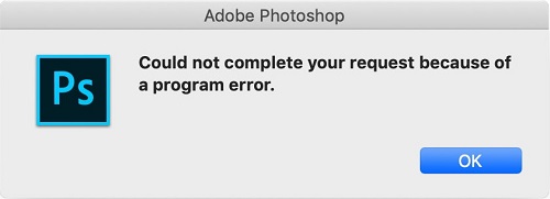 Photoshop konnte deine Anforderung aufgrund eines Programmfehlers nicht abschließen