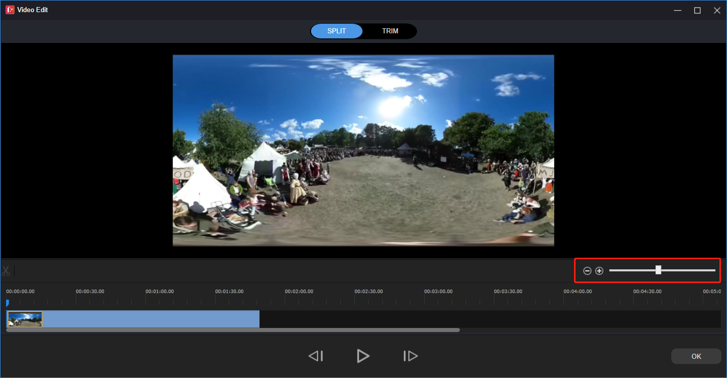 full split 360-degree video
