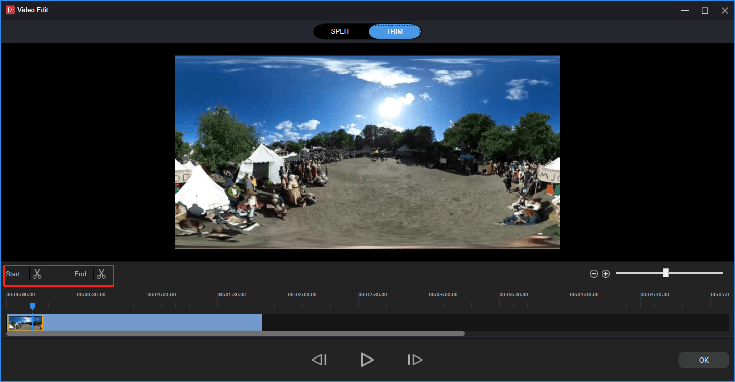 trim 360-degree video