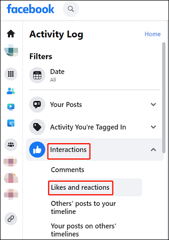 click Likes and reactions