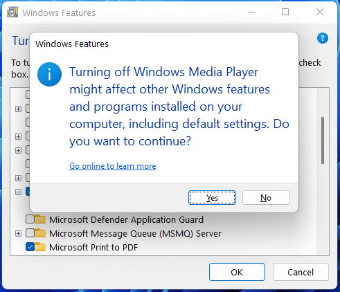 turn off Windows Media Player