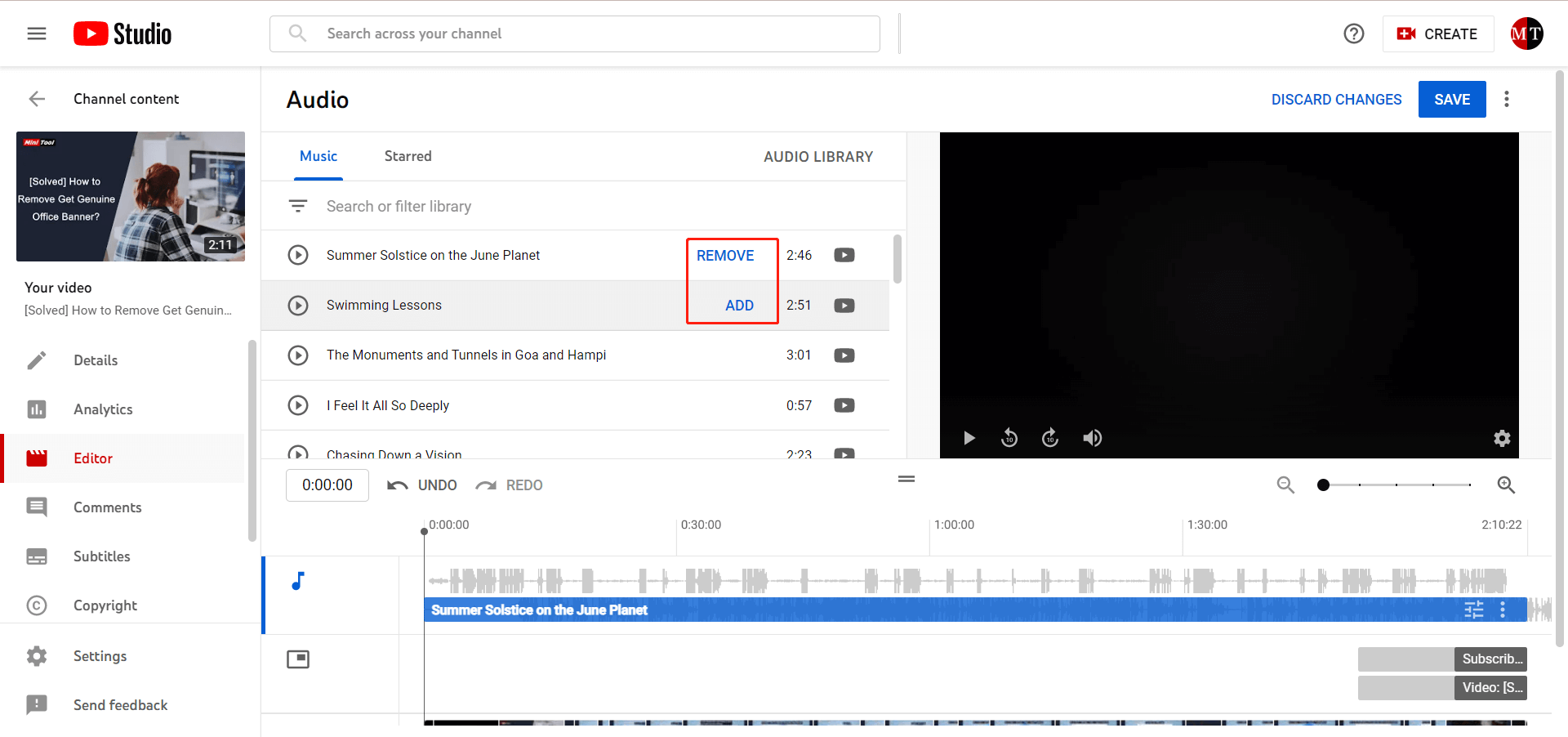 Musik/Audio in ein YouTube-Video einfügen