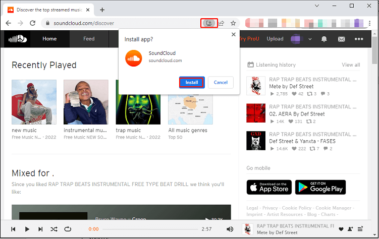 Install SoundCloud Desktop Player from Chrome