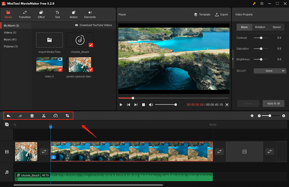 Edit video with toolbar options