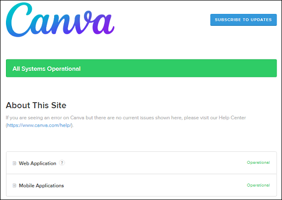 Canva Status website