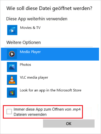 Legen Sie Windows 11 Standard-Media-Player fest