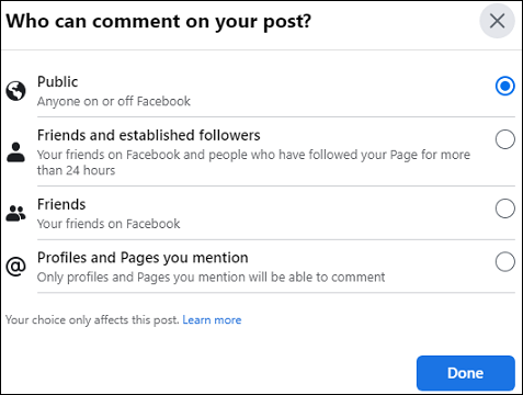 choose who can comment on your post