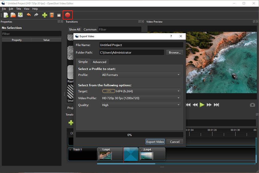 export video in OpenShot