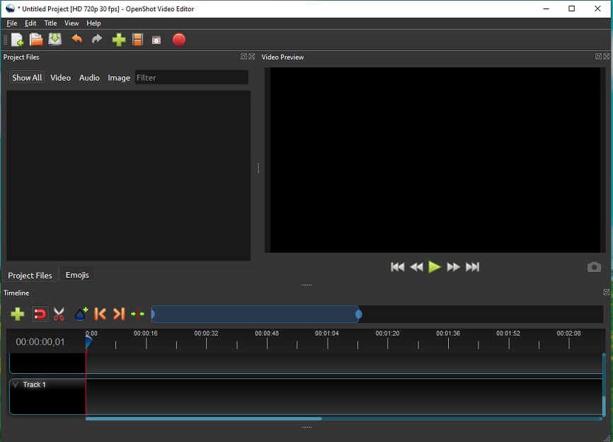 interface of OpenShot video editor