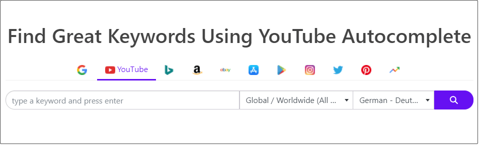 Das Keyword-Tool hilft Ihnen beim Suchen von Schlüsselwörtern
