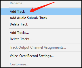 select the Add Track option
