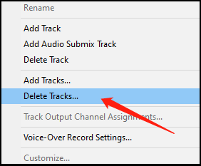 select the Delete Tracks option