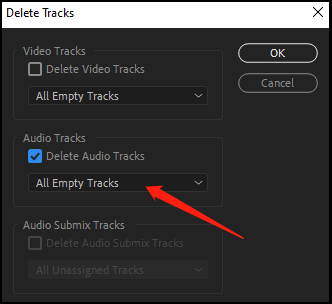 select Delete Tracks and Delete Audio Tracks