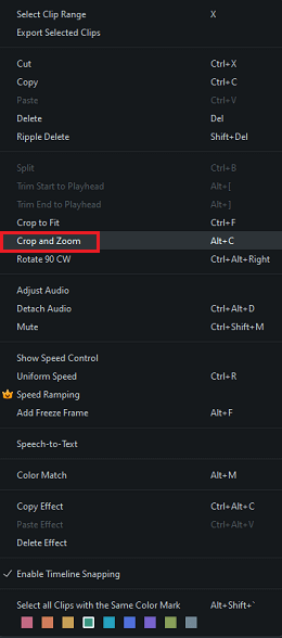 select the Crop and Zoom option