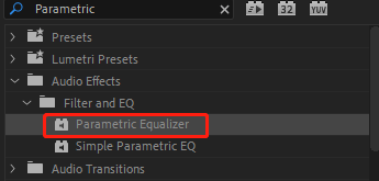 find the Parametric Equalizer effect
