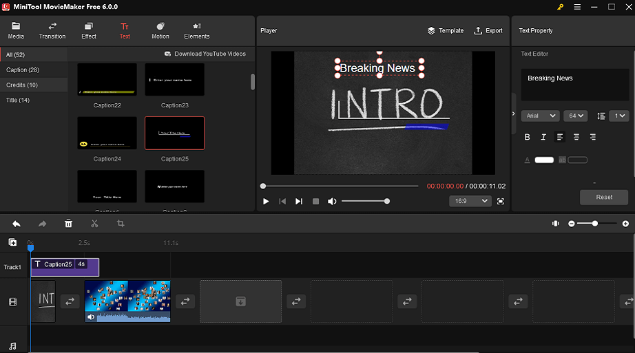 make a news intro video with MiniTool MovieMaker