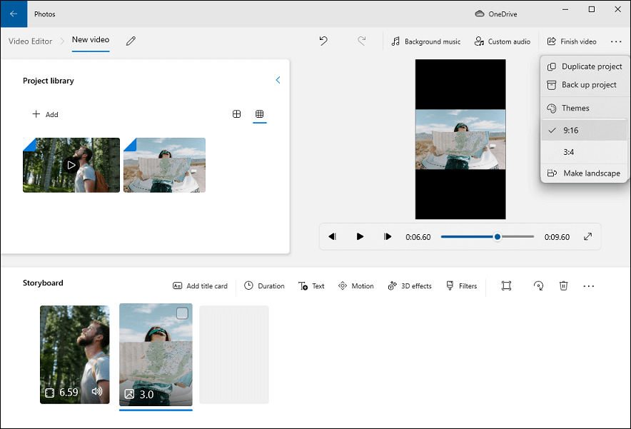 change video aspect ratio in Windows 10’s Video Editor