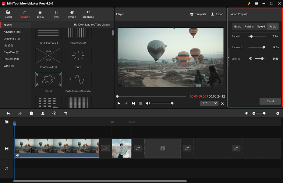 edit the built-in audio of the video clip