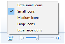 escala de tiempo de zoom y cambia el tamaño de la miniatura del icono