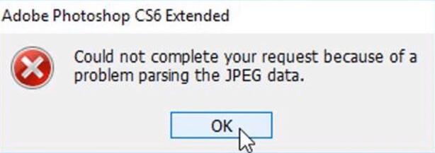 un problema al analizar los datos JPEG