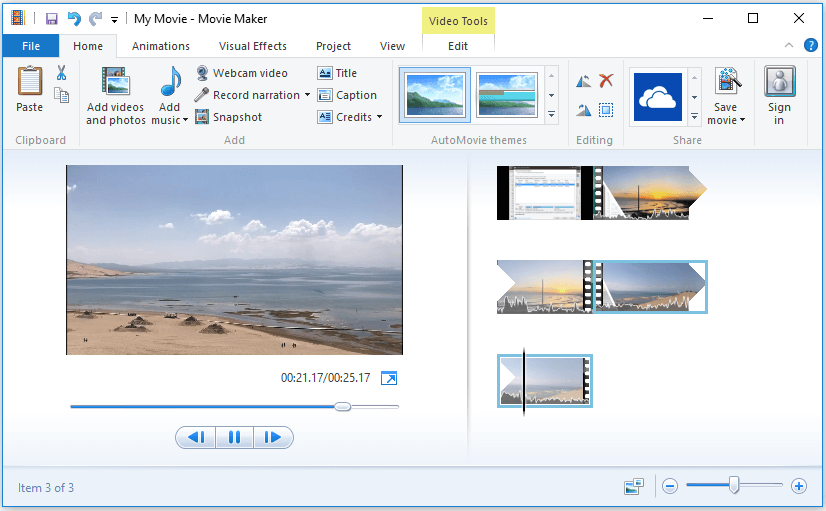 enregistrer une vidéo combinée dans Windows Movie Maker