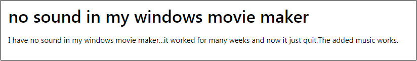 Windows Movie Maker aucun son