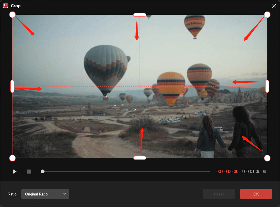 crop a video in 8 directions