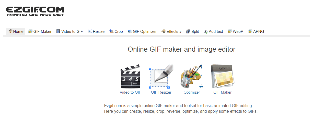 EZgif.comのメインインターフェース