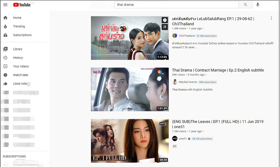 Drama tailandês no YouTube